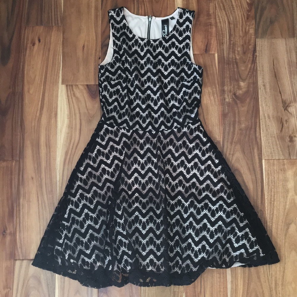 Black and pink lace dress